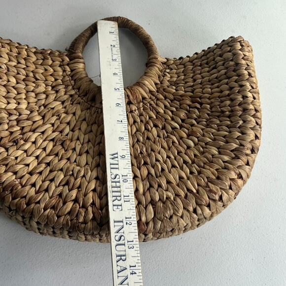 Xhilaration Brown Handbag Purse Half Circle 100% Corn Husk Lined Beach Summer - Picture 6 of 8